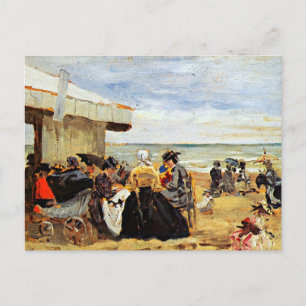 Cartão Postal Eugene Boudin: Uma cena de praia