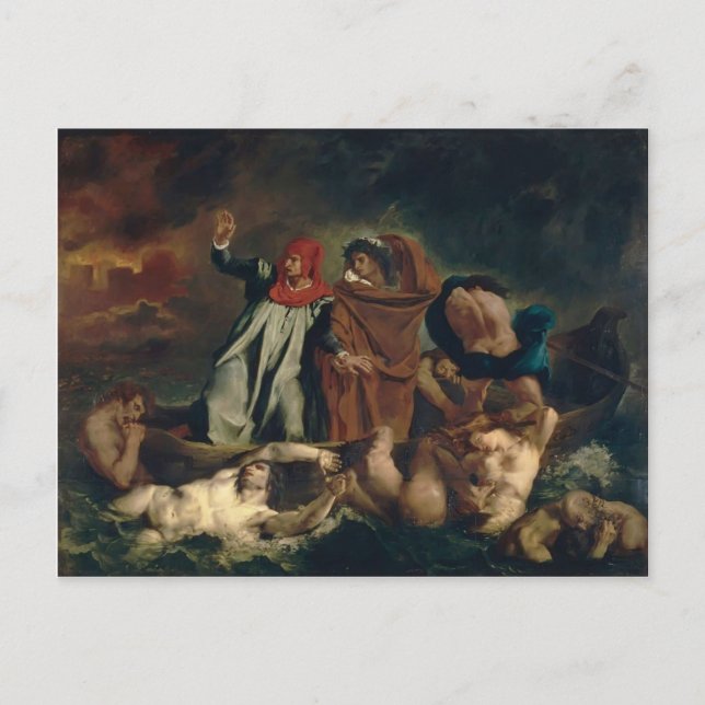 Cartão Postal Eugene Delacroix- A Barca de Dante (Frente)
