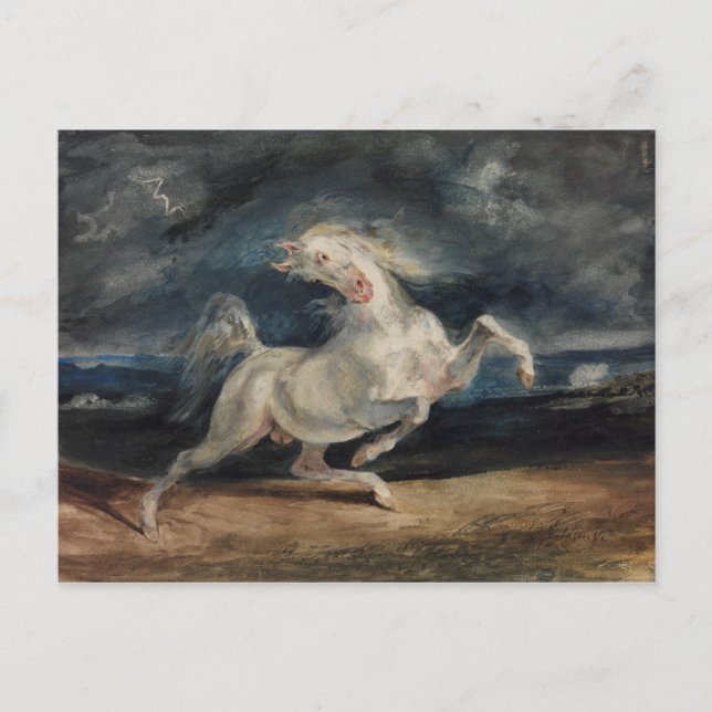 Cartão Postal Eugene Delacroix - Cavalo Assustado por Raios (Frente)