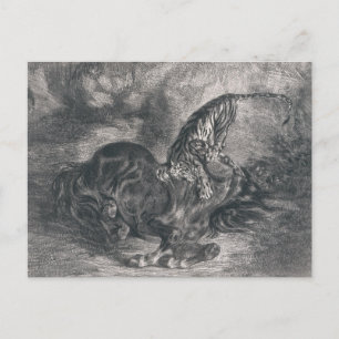 Cartão Postal Eugene Delacroix - Cavalo Selvagem Inchado por um