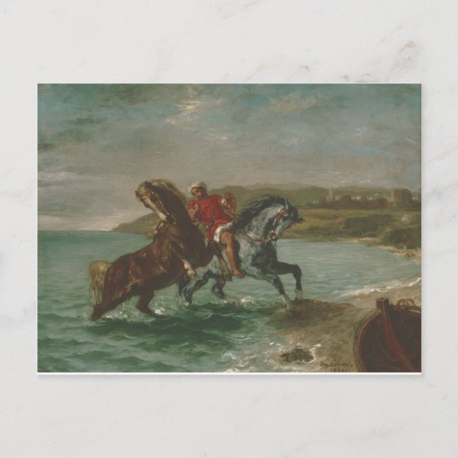 Cartão Postal Eugene Delacroix Cavalos Saindo do Mar (Frente)