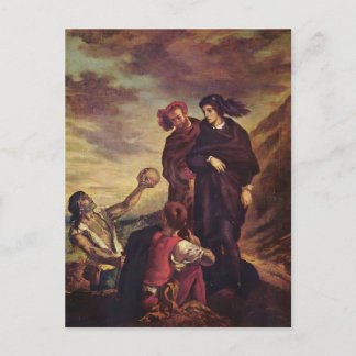 Cartão Postal Eugene Delacroix - Hamlet & Horatio no cemitério