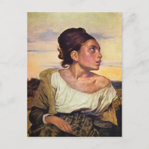 Cartão Postal Eugène Delacroix - órfão no cemitério