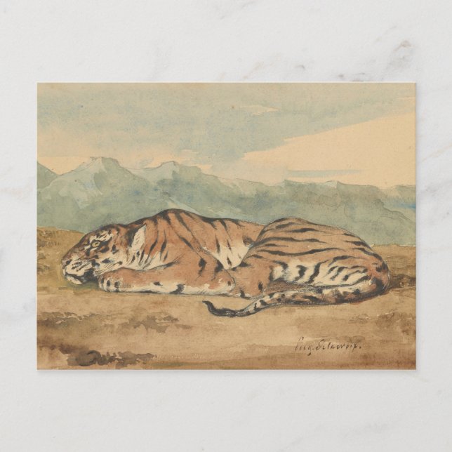 Cartão Postal Eugene Delacroix - Royal Tiger (Frente)