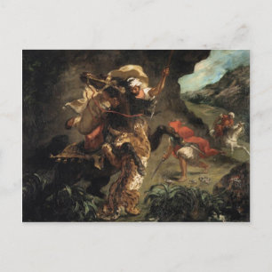 Cartão Postal Eugene Delacroix- Tiger Hunt