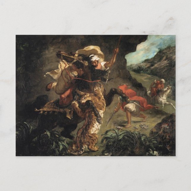 Cartão Postal Eugene Delacroix- Tiger Hunt (Frente)