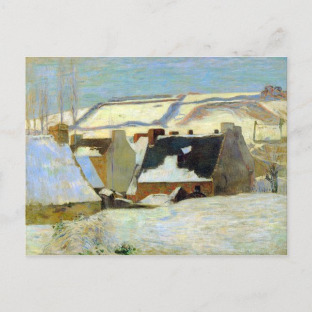 Cartão Postal Eugène Henri Paul Gauguin - Aldeia Breton na neve (Frente)