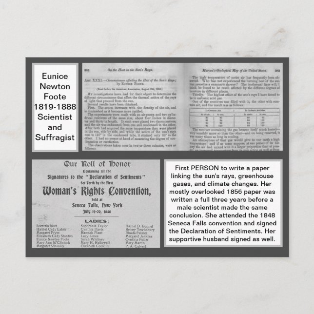 Cartão Postal Eunice Newton Foote Cientista de Mudanças Climátic (Frente)