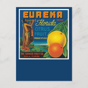 Cartão Postal Eureka Marca Florida Citrus Fruta