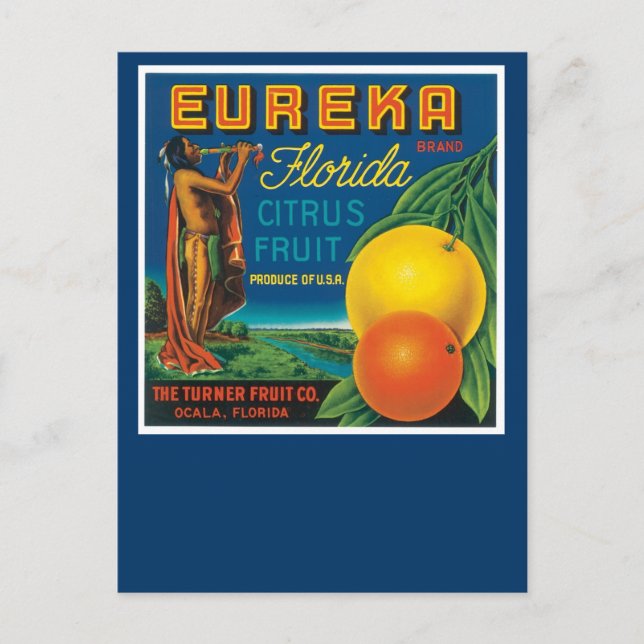 Cartão Postal Eureka Marca Florida Citrus Fruta (Frente)