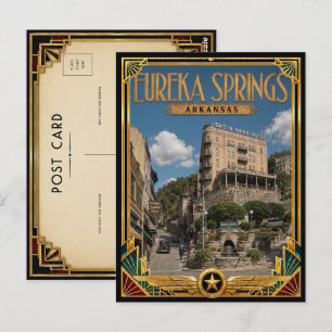 Cartão Postal Eureka Springs Arkansas Arte Vintage Art Déco Idad