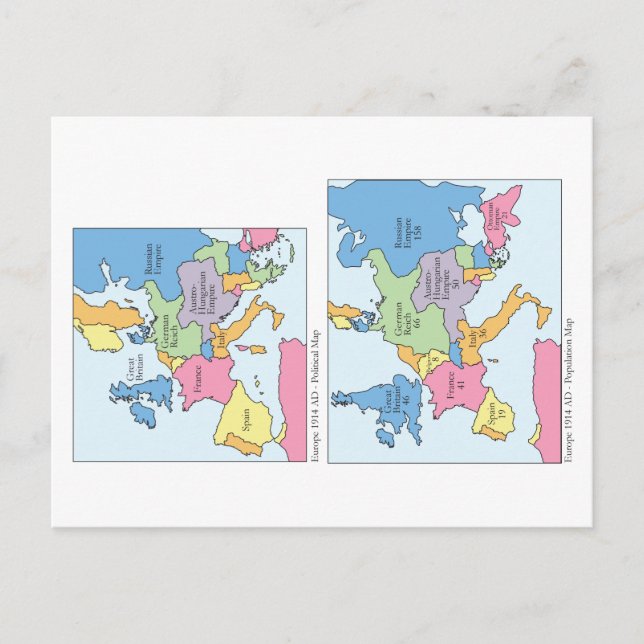 Cartão postal Europa 1914 (Frente)