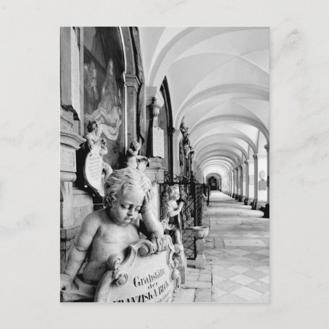 Cartão Postal Europa, Áustria, Salzburgo. Cherub e monumento 2 (Frente)