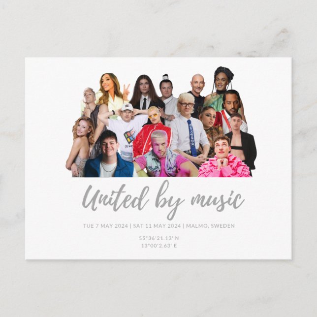 Cartão Postal Eurovision Songcontest 2024 Malmo Sweden Singing (Frente)