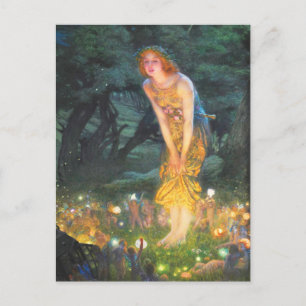 Cartão Postal Eva MidSummer (1908) por Edward Robert Hughes