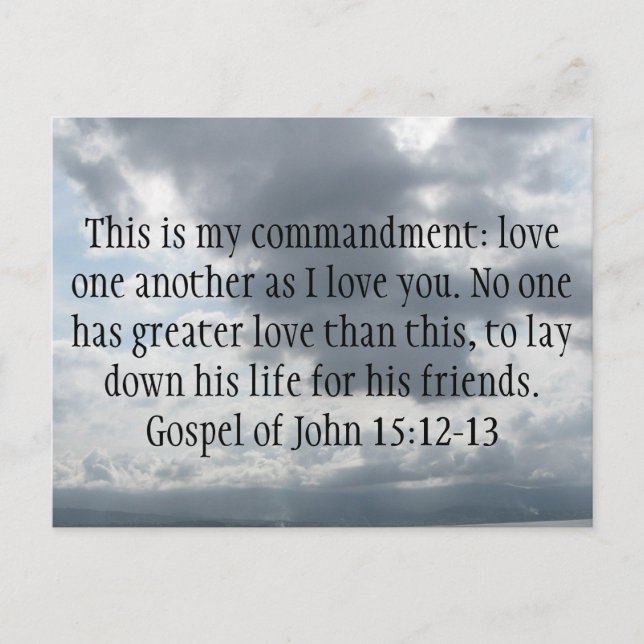 Cartão Postal Evangelho de John 15:12-13 (Frente)