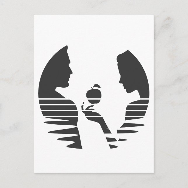 Cartão Postal Eve Mão Uma Maçã Para Adão, Black Versão 1/3 (Frente)