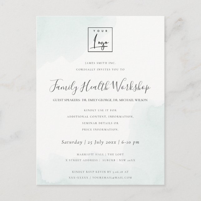 Cartão Postal EVENTO DE OFICINA DE PINCELADA DE Aquarela AZUL MA (Frente)