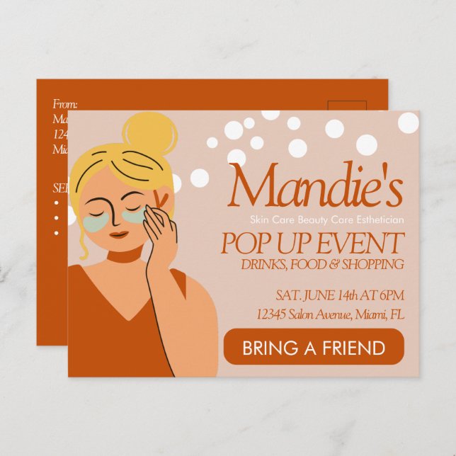 Cartão Postal Evento de Pop do Salão de Negócios Estheticista do (Frente/Verso)