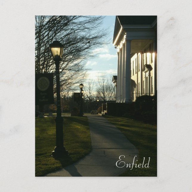 Cartão Postal Eveny View Enfield Town Hall, Connecticut (Frente)