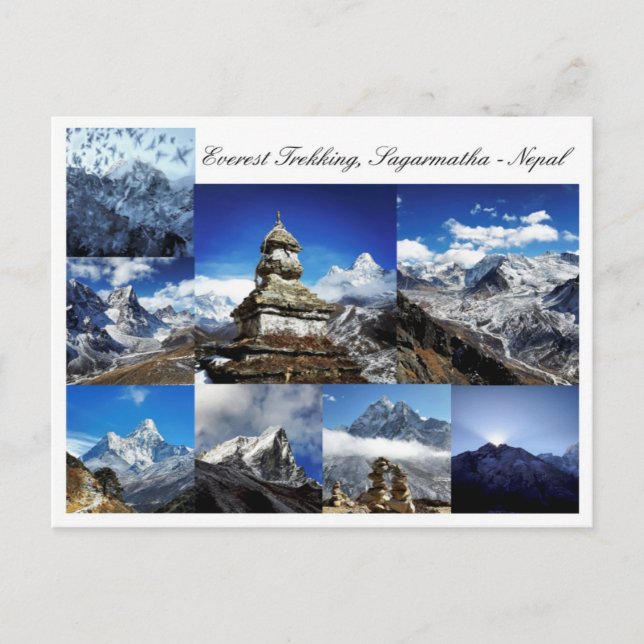 Cartão Postal Everest Trekking, Sagarmatha Park, Himalaia Nepal (Frente)