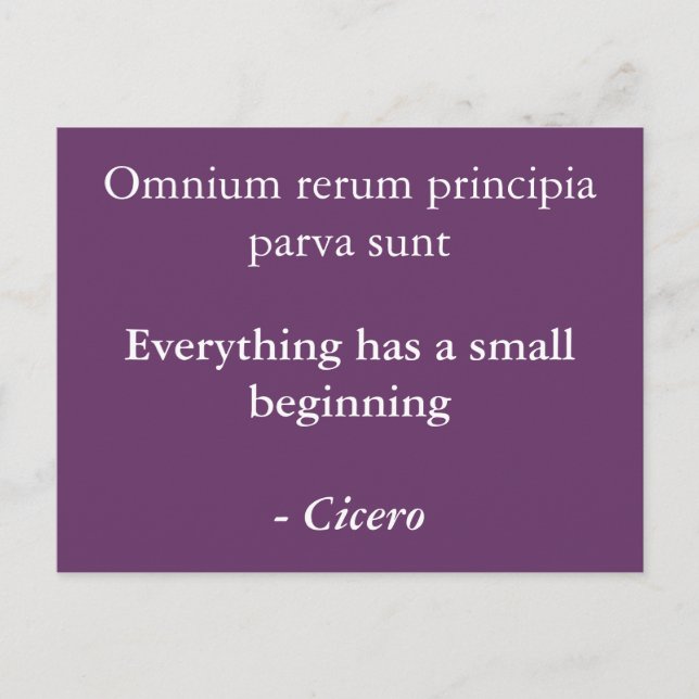 Cartão Postal Everything starts small - Cicero quote (Frente)