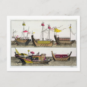 Cartão Postal Examples of Chinese ships, illustration from 'Le C