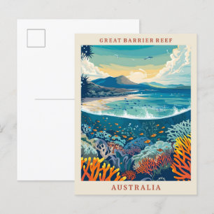 Cartão Postal Excelente Barrier Reef Viagens vintage de Arte Aus