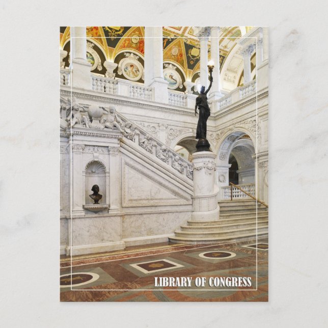 Cartão Postal Excelente Hall, Biblioteca do Congresso, Washingto (Frente)