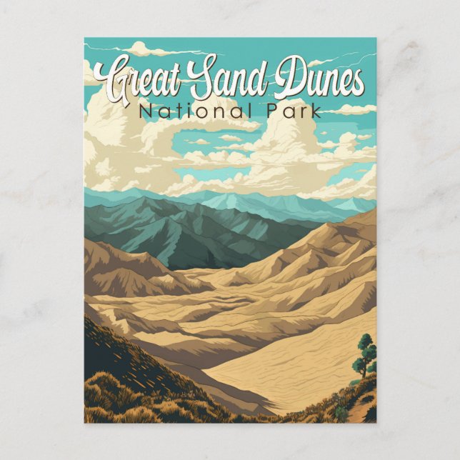 Cartão Postal Excelente Sand Dunes National Park Illustration Re (Frente)