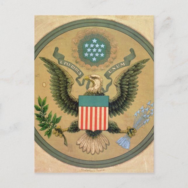 Cartão Postal Excelente Seal dos Estados Unidos, c.1850 (Frente)