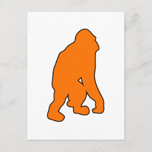 Cartão Postal Excelente Selvagem de Orangutan Ape Monkey Silhoue