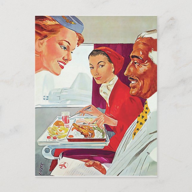 Cartão Postal Excelente serviço no avião (Frente)