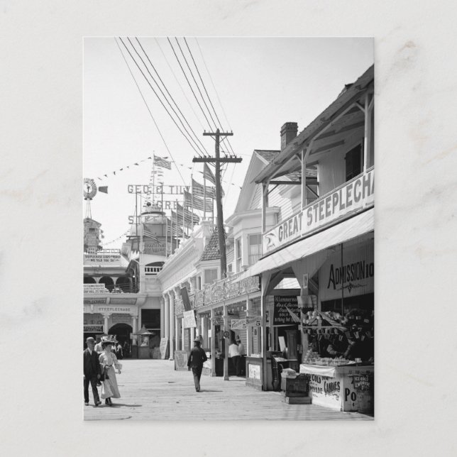 Cartão Postal Excelente Steeplechase, Bowery, Coney Island 1903 (Frente)