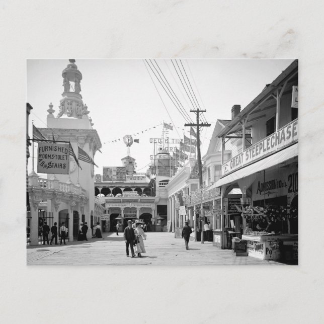 Cartão Postal Excelente Steeplechase, Bowery, Coney Island 1903 (Frente)