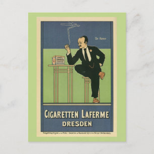 Cartão Postal Excelente vintage 1890 Publicidade alemã de cigarr