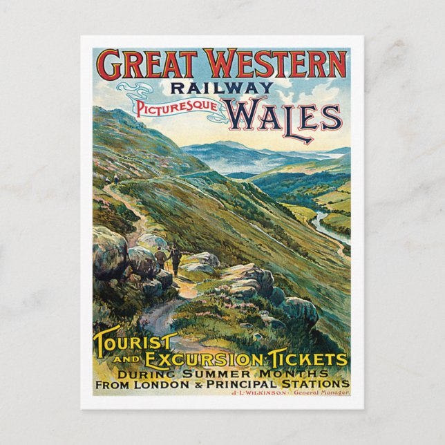 Cartão Postal Excelente Western Rail Picturesque Wales Poster do (Frente)