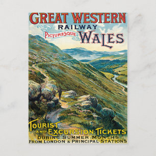 Cartão Postal Excelente Western Rail Picturesque Wales Poster do