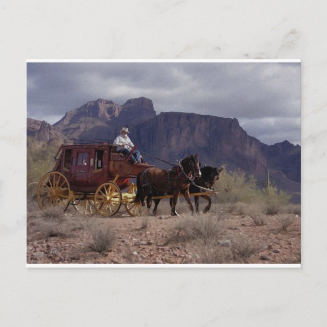 Cartão Postal Excelente Western Trail Stagecoach (Frente)