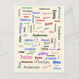 Cartão Postal Exclusivo Personalizado da Nuvem da Família de Nat