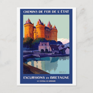 Cartão Postal Excursões à Bretanha, França, castelo de Combourg