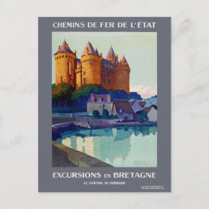 Cartão Postal Excursões em Bretagne França Poster vintage 1923