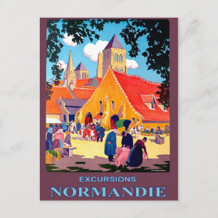 Cartão Postal Excursões na Normandia, França, viagens vintage