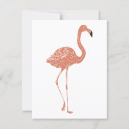 Cartão Postal Exemplo bonito de flamingo linocut vermelho