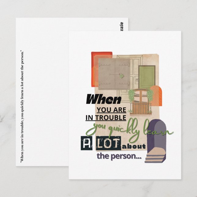 Cartão Postal Exemplo de citação de amizade de dureza (Frente/Verso)