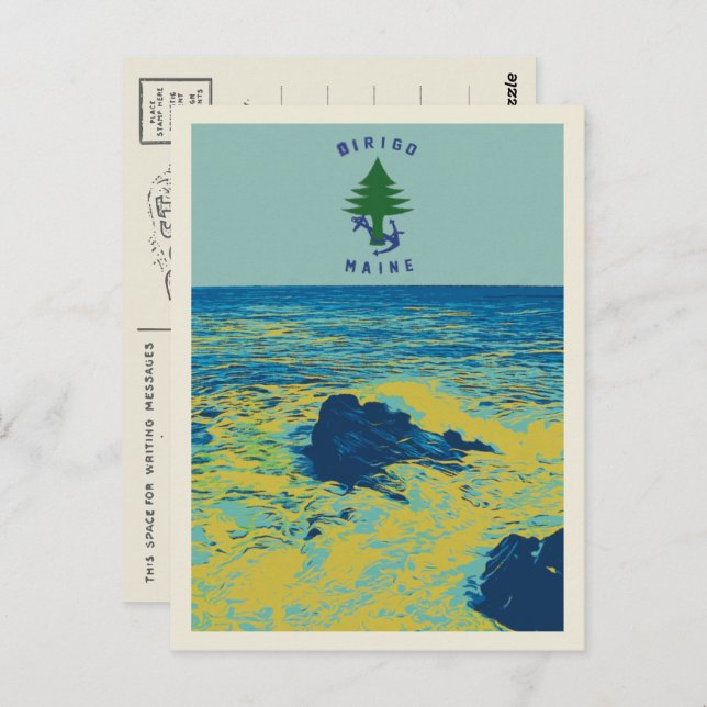 Cartão Postal Exemplo Ocean Maritime Flag Maine USA (Frente/Verso)