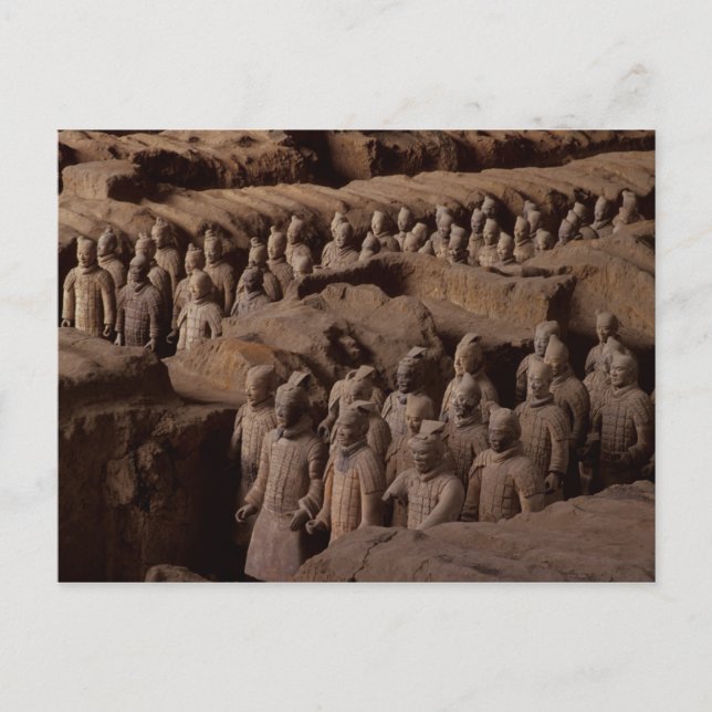 Cartão Postal Exército de guerreiros da terra cotta no Imperador (Frente)