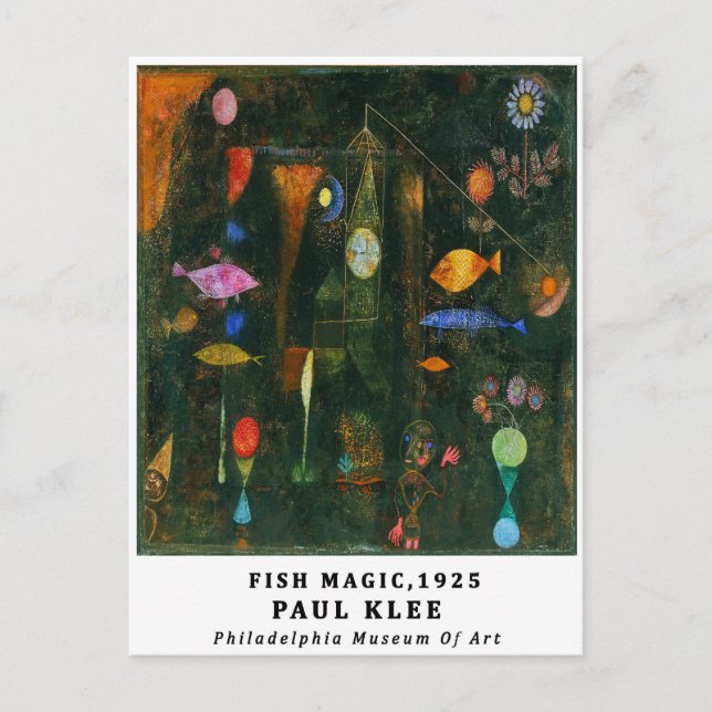 Cartão Postal Exibição de Magia de Peixes Bauhaus Paul Klee (Frente)