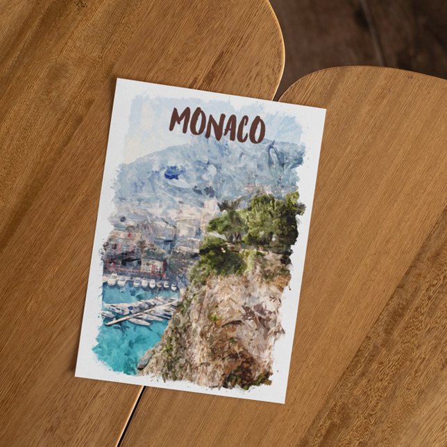 Cartão Postal Exibição de Porta de Viagem Retroativa do Mônaco (monaco monte carlo postcard)