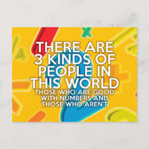 Cartão Postal EXISTEM 3 TIPOS DE PESSOAS Piada Matemática Divert